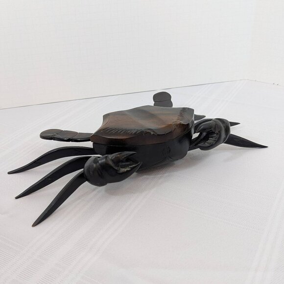 Large hand-carved wooden crab trinket holder from Philippines - 14 inch - Picture 1 of 10